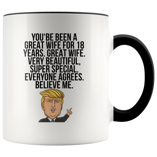 18th Anniversary Gifts, Coffee Mug, Two Tone Accent Cup, Birthday Gift for Men and Women