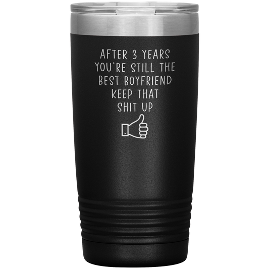 Tumbler de 3º aniversário, presentes de 3º aniversário, caneca de café de viagem, presentes de aniversário para homens e mulheres