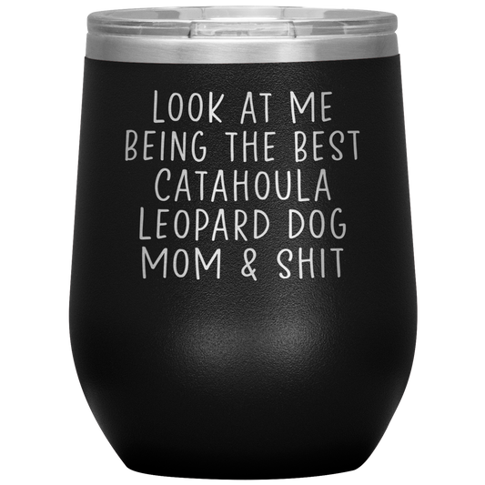 Catahoula Leopard Dog Mom Wine Tumbler, Funny Gifts, Travel Wine Cup, Birthday Gifts for Men and Women