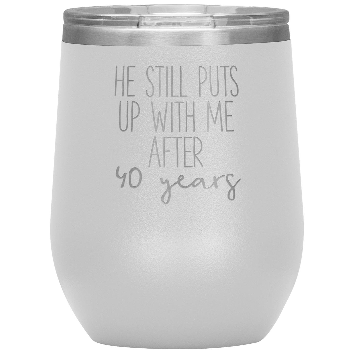 40th Anniversary Wine Tumbler, Gifts, Travel Wine Cup, Birthday Gifts for Men and Women