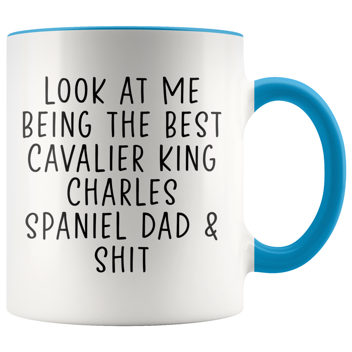 Cavalier King Charles Spaniel Dad Gifts, Coffee Mug, Two Tone Accent Cup, Birthday Gift for Men and Women