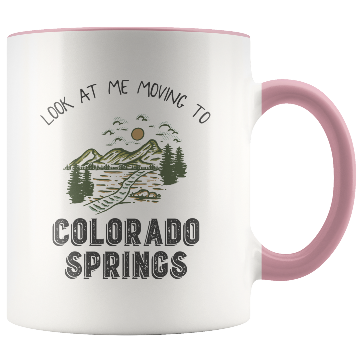 Moving to Colorado Springs Gifts, Moving Away Coffee Mug, Two Tone Accent Cup, Birthday Gift for Men and Women