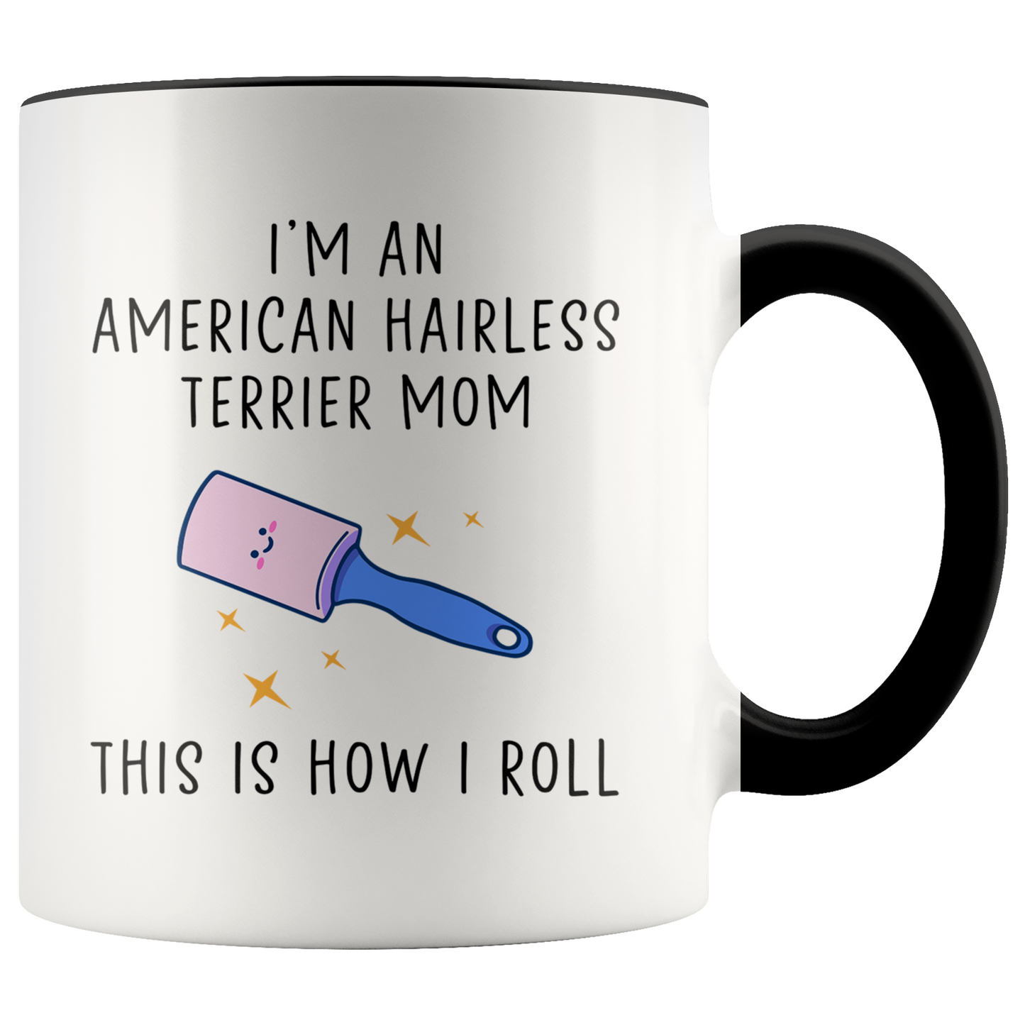 American Hairless Terrier Mom Gifts, Coffee Mug, Two Tone Accent Cup, Birthday Gift for Men and Women