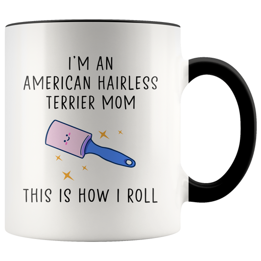 American Hairless Terrier Mom Gifts, Coffee Mug, Two Tone Accent Cup, Birthday Gift for Men and Women