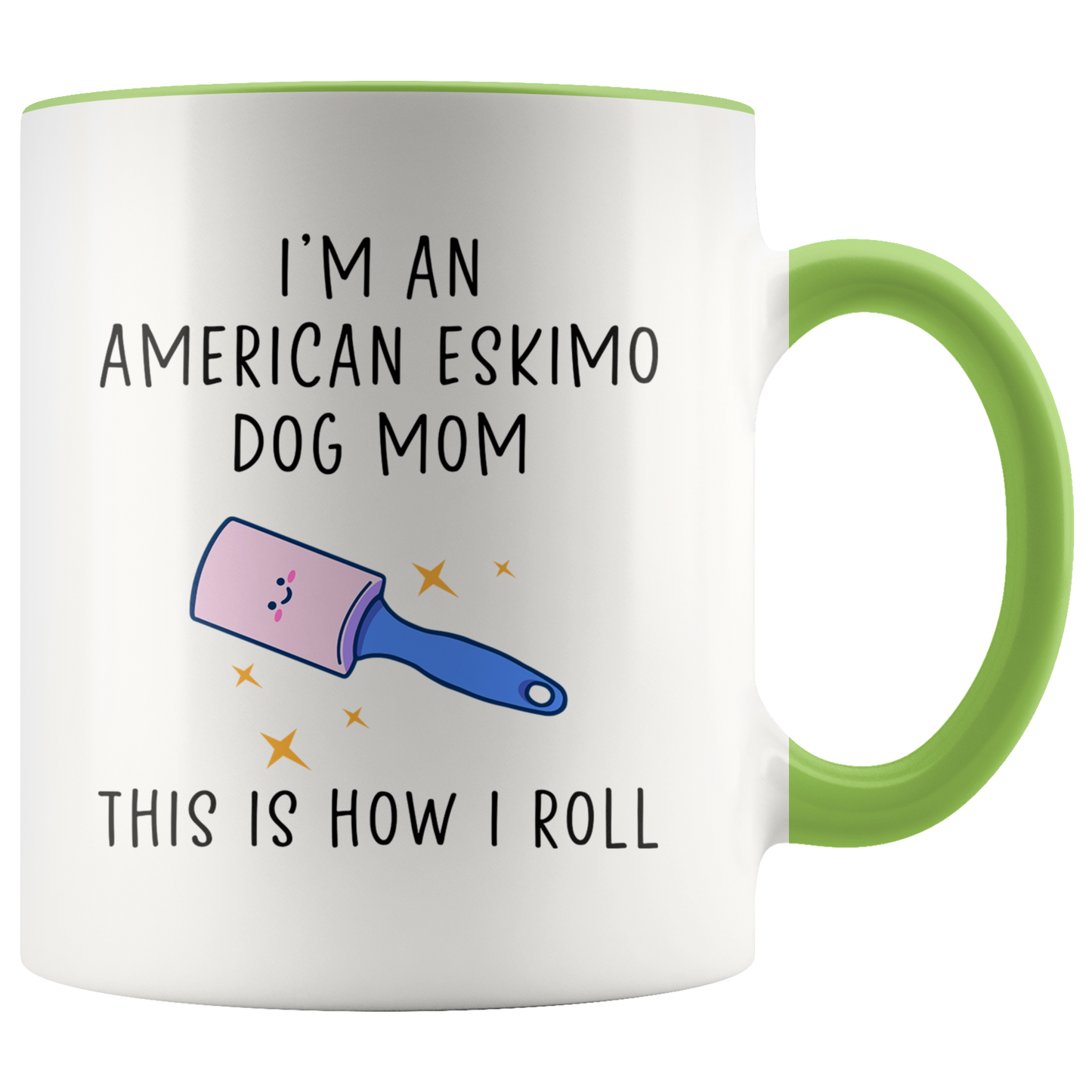 American Eskimo Dog Mom Gifts, Coffee Mug, Two Tone Accent Cup, Birthday Gift for Men and Women