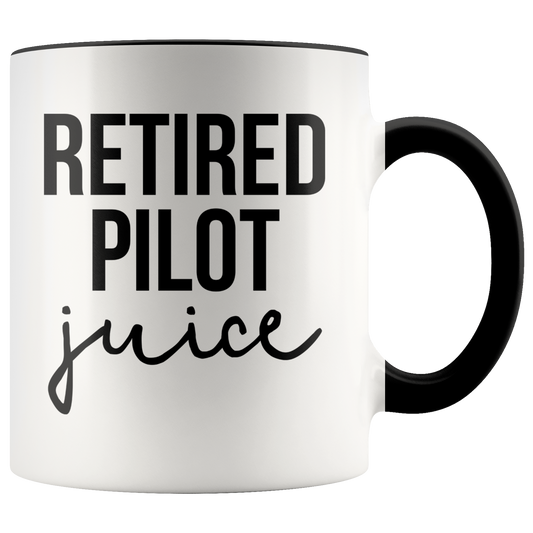 Retired Pilot Retirement Gifts, Coffee Mug, Two Tone Accent Cup, Birthday Gift for Men and Women