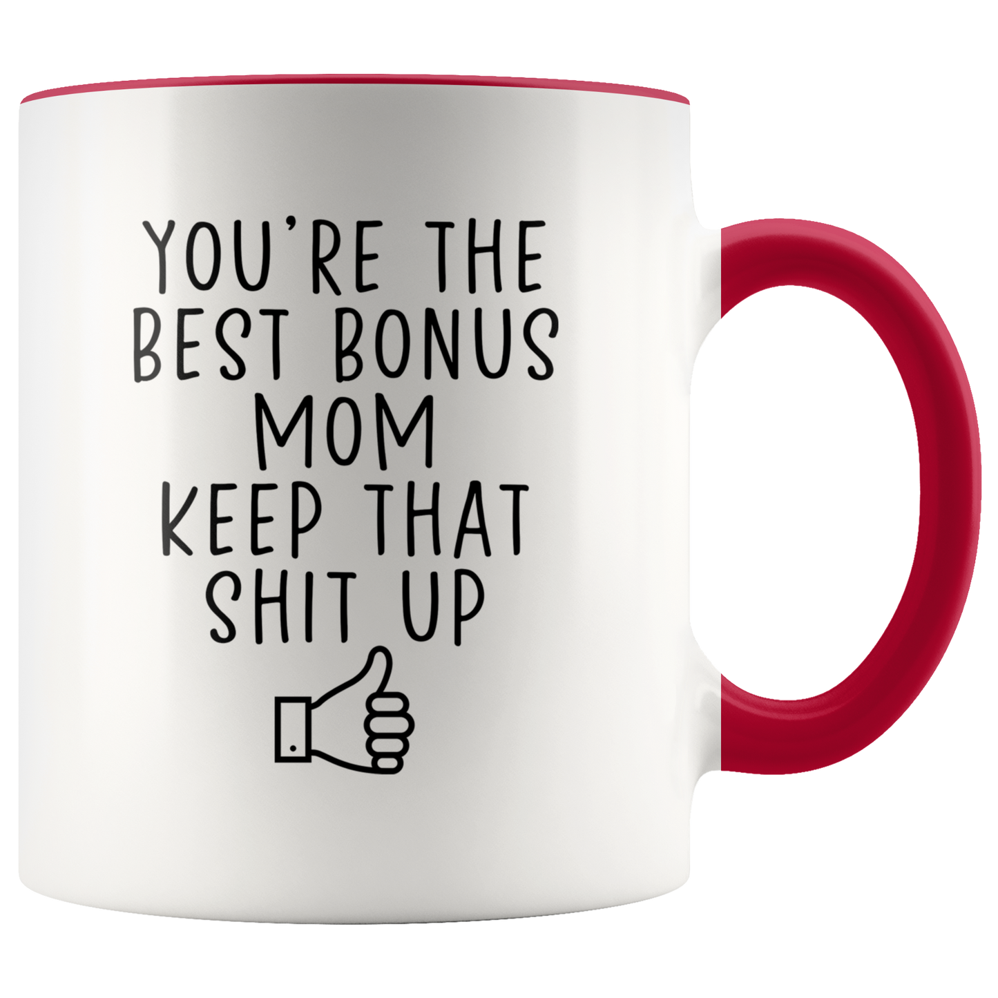 Bonus mom Gifts, Stepmom Coffee Mug, Two Tone Accent Cup, Birthday Gift for Men and Women