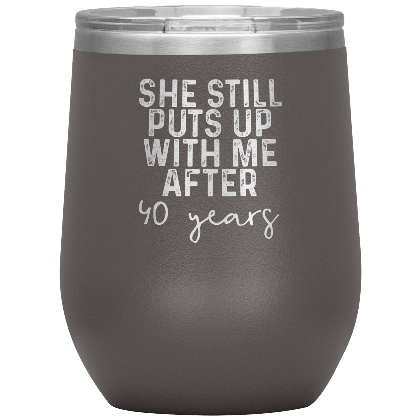 40th Anniversary Wine Tumbler, Gifts, Travel Wine Cup, Birthday Gifts for Men and Women