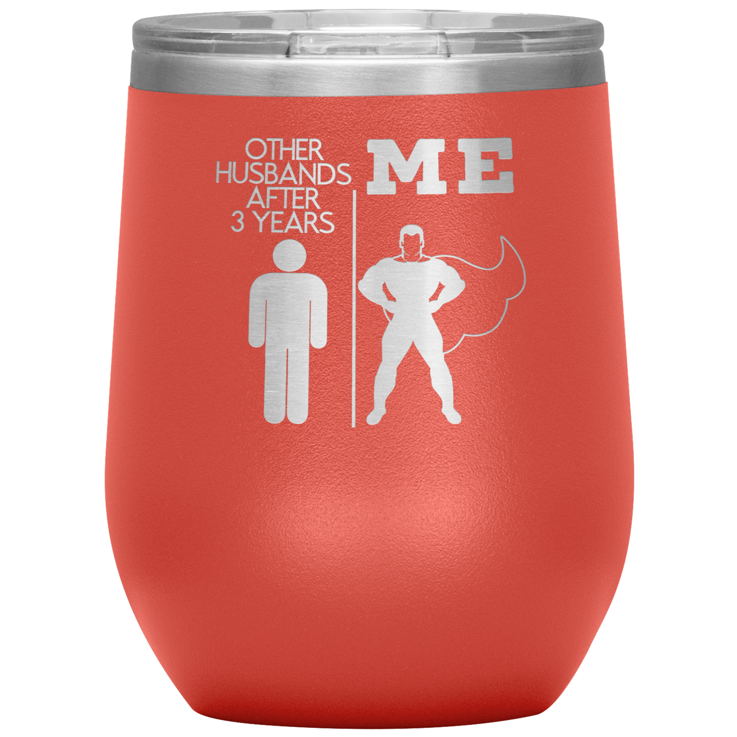 3rd Anniversary Wine Tumbler, 3rd Anniversary Gifts, Travel Wine Cup, Birthday Gifts for Men and Women