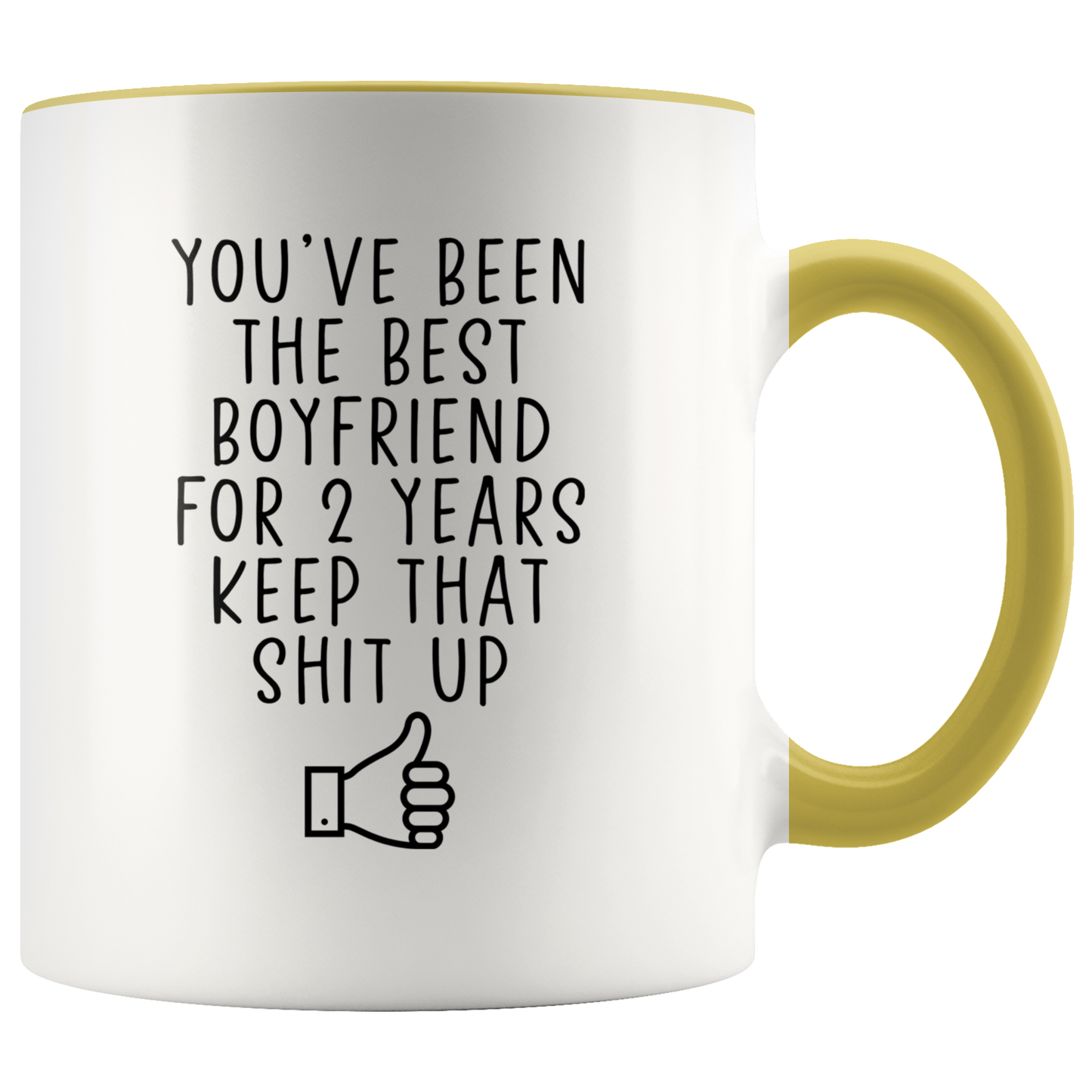 2 Years Dating Boyfriend Gifts, BF Coffee Mug, Two Tone Accent Cup, Birthday Gift for Men and Women