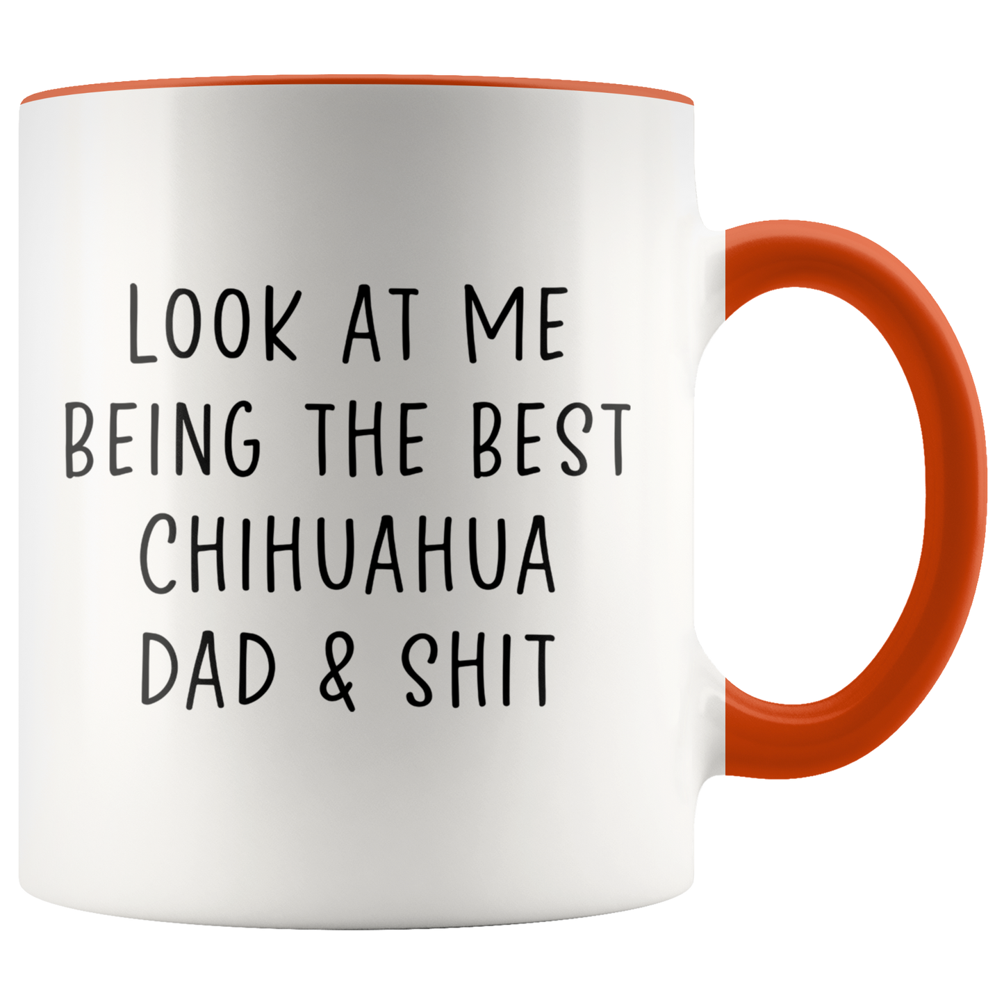 Chihuahua Dad Gifts, Coffee Mug, Two Tone Accent Cup, Birthday Gift for Men and Women