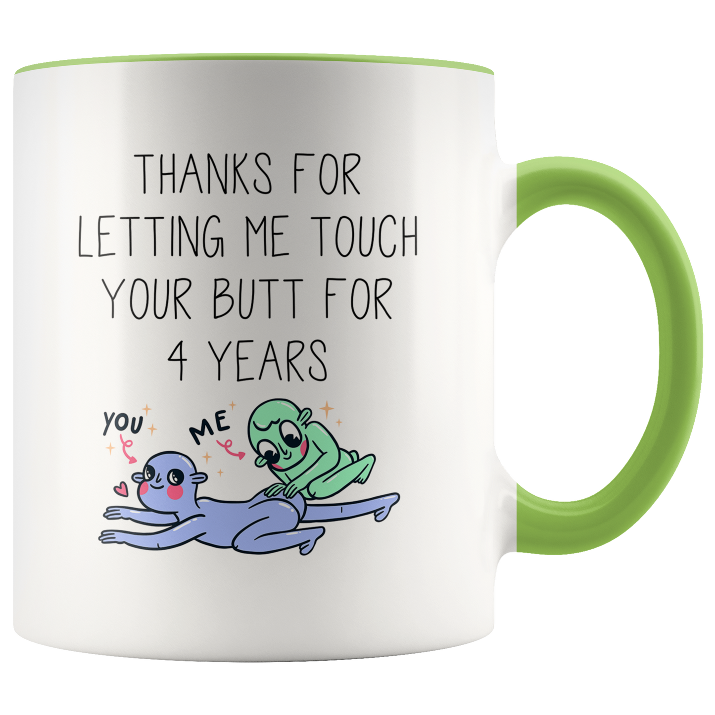 4th Anniversary Accent Mug, 4 Year Anniversary Gifts, Coffee Mug, Birthday Gifts for Men and Women