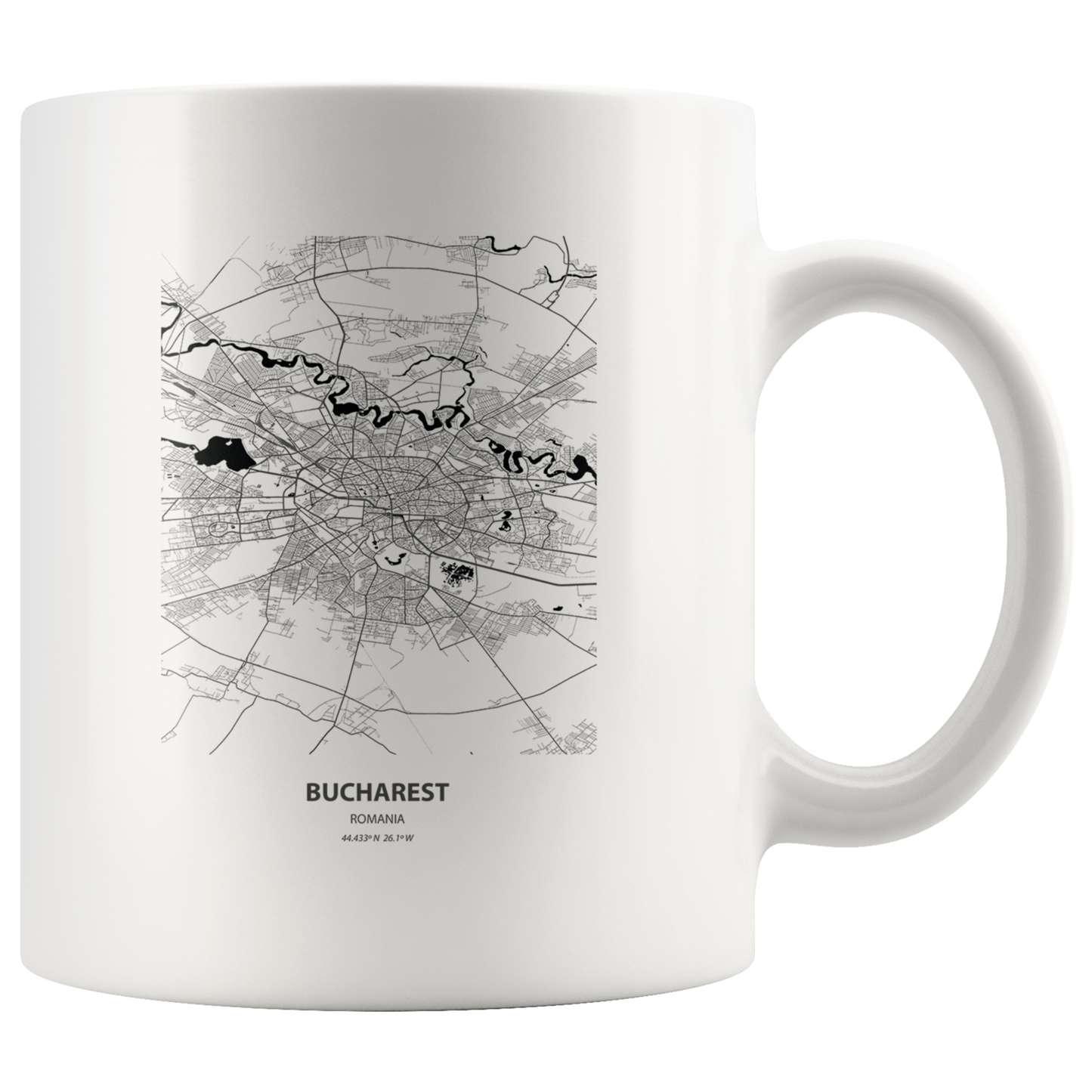 Moving to Bucharest Romania Map Gifts, Moving Away Coffee Mug, Two Tone Accent Cup, Birthday Gift for Men and Women