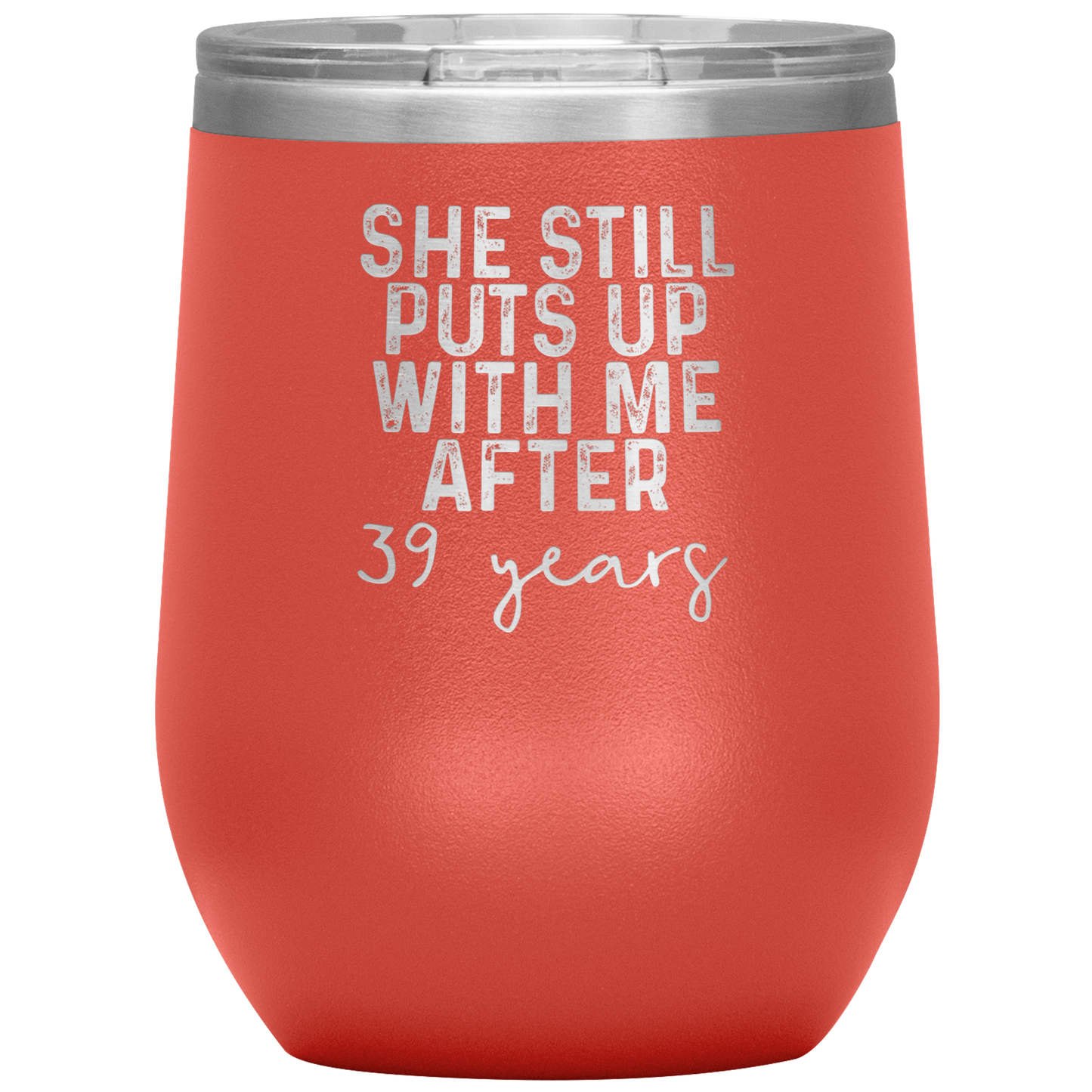 39th Anniversary Wine Tumbler, Gifts, Travel Wine Cup, Birthday Gifts for Men and Women