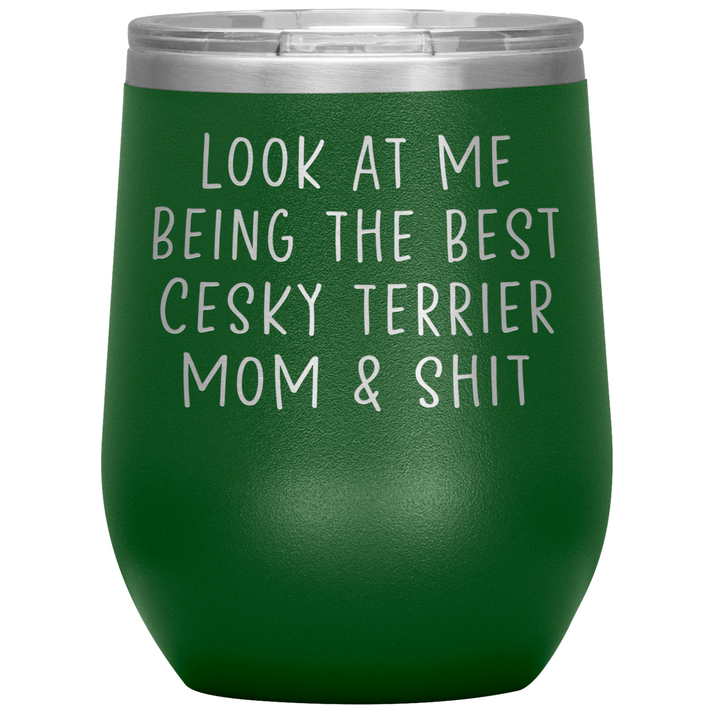 Cesky Terrier Mom Wine Tumbler, Funny Gifts, Travel Wine Cup, Birthday Gifts for Men and Women