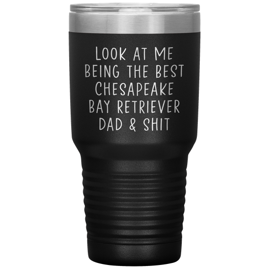 Chesapeake Bay Retriever Dad Tumbler, Funny Travel Coffee Mug, Birthday Gifts for Men and Women