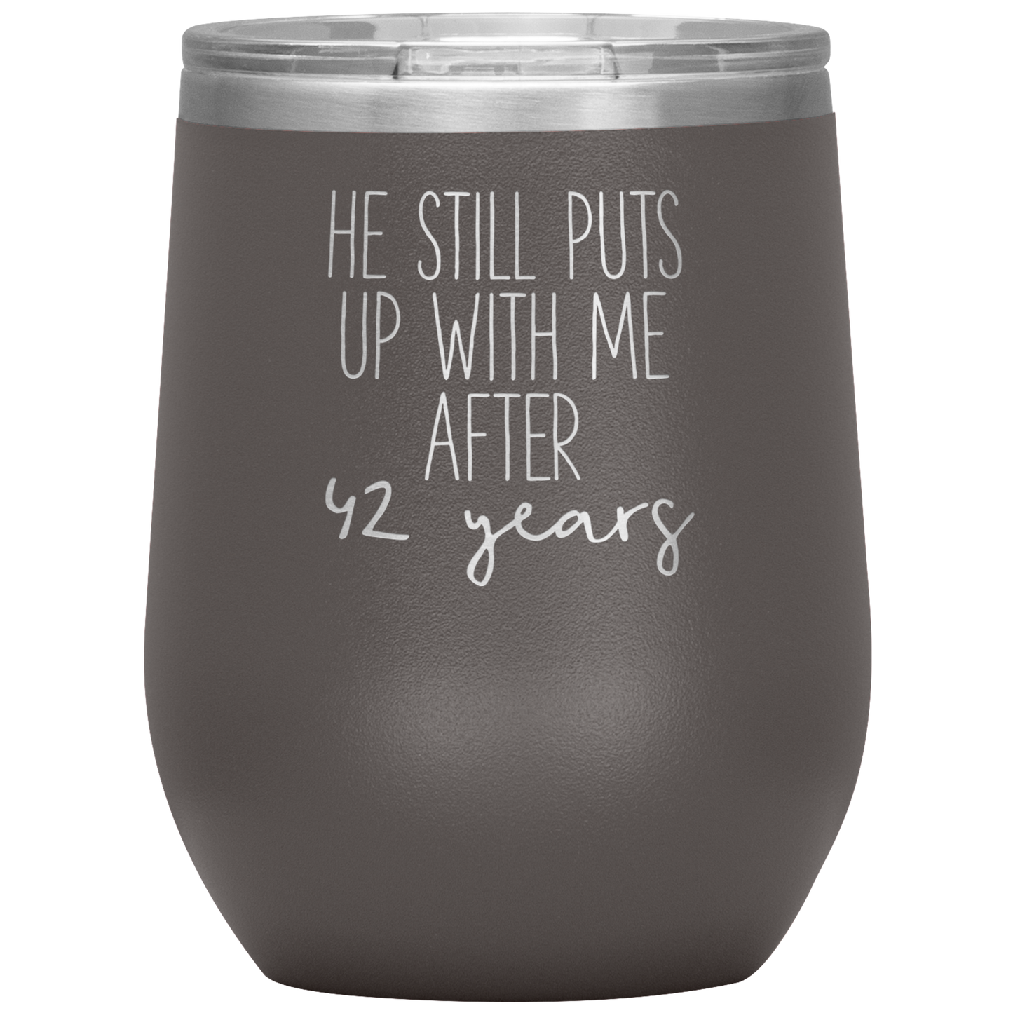 42nd Anniversary Wine Tumbler, Gifts, Travel Wine Cup, Birthday Gifts for Men and Women