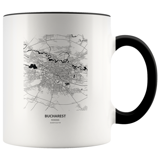 Moving to Bucharest Romania Map Gifts, Moving Away Coffee Mug, Two Tone Accent Cup, Birthday Gift for Men and Women