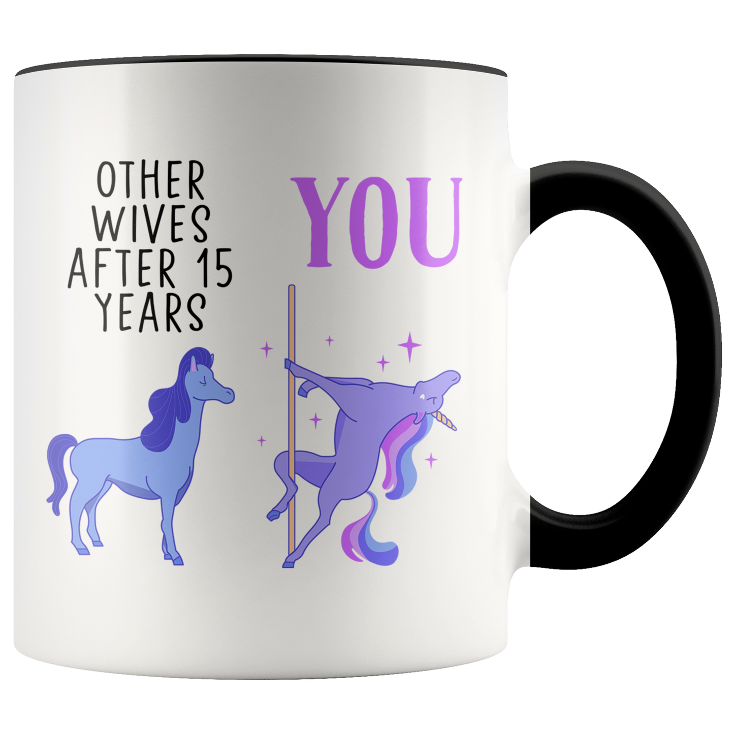 15th Anniversary Gifts, Coffee Mug, Two Tone Accent Cup, Birthday Gift for Men and Women