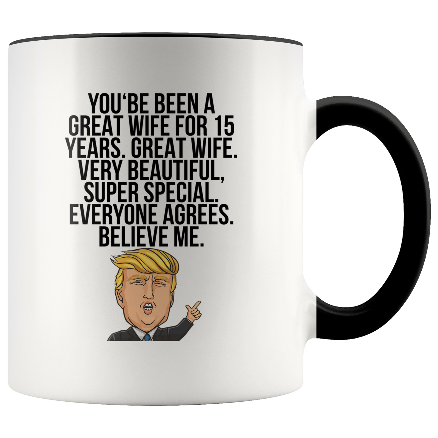 15th Anniversary Gifts, Coffee Mug, Two Tone Accent Cup, Birthday Gift for Men and Women