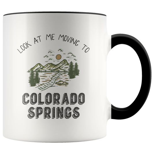 Moving to Colorado Springs Gifts, Moving Away Coffee Mug, Two Tone Accent Cup, Birthday Gift for Men and Women