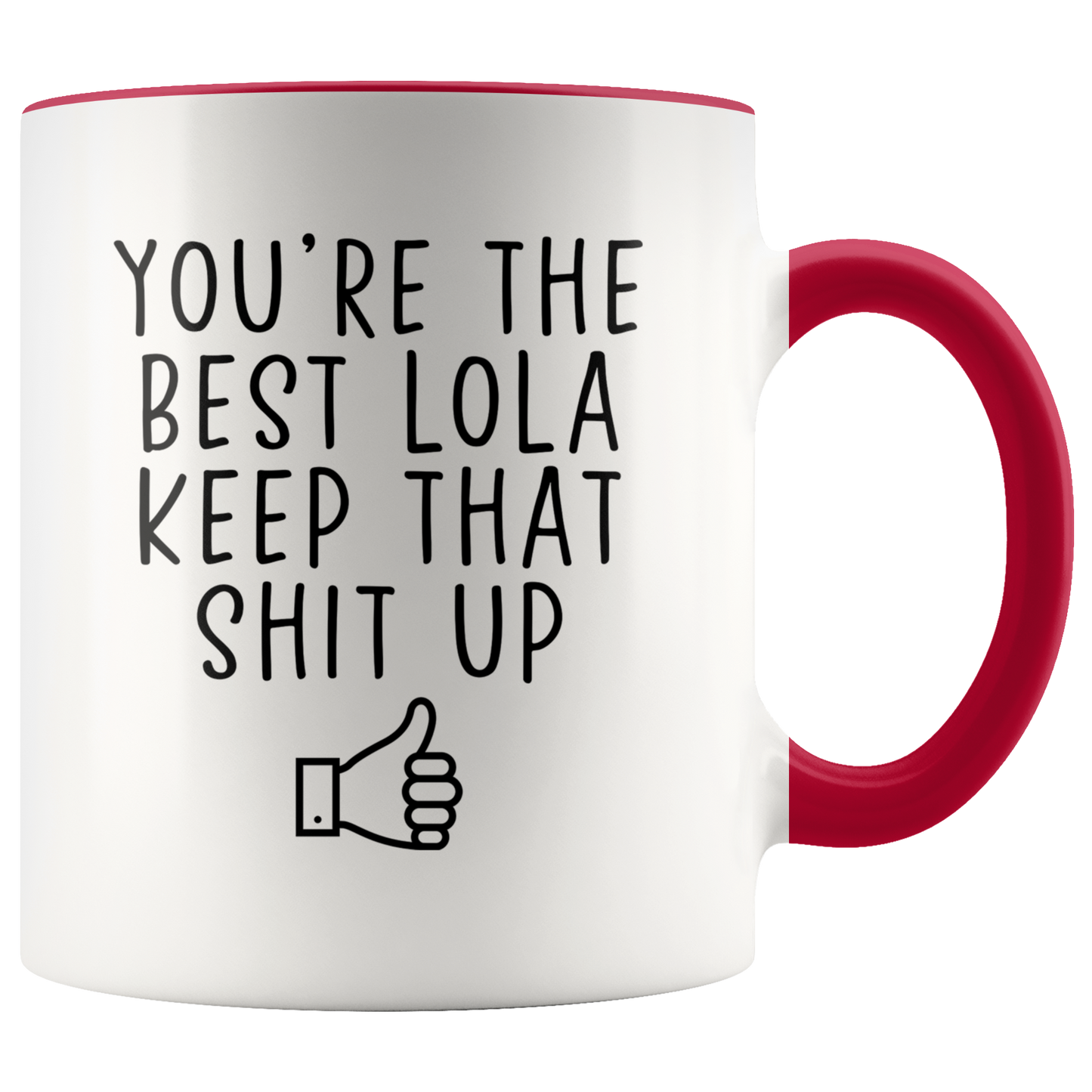 Lola Gifts, Coffee Mug, Two Tone Accent Cup, Birthday Gift for Men and Women