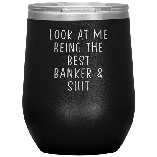 Banker Wine Tumbler, Funny Gifts, Travel Wine Cup, Birthday Gifts for Men and Women