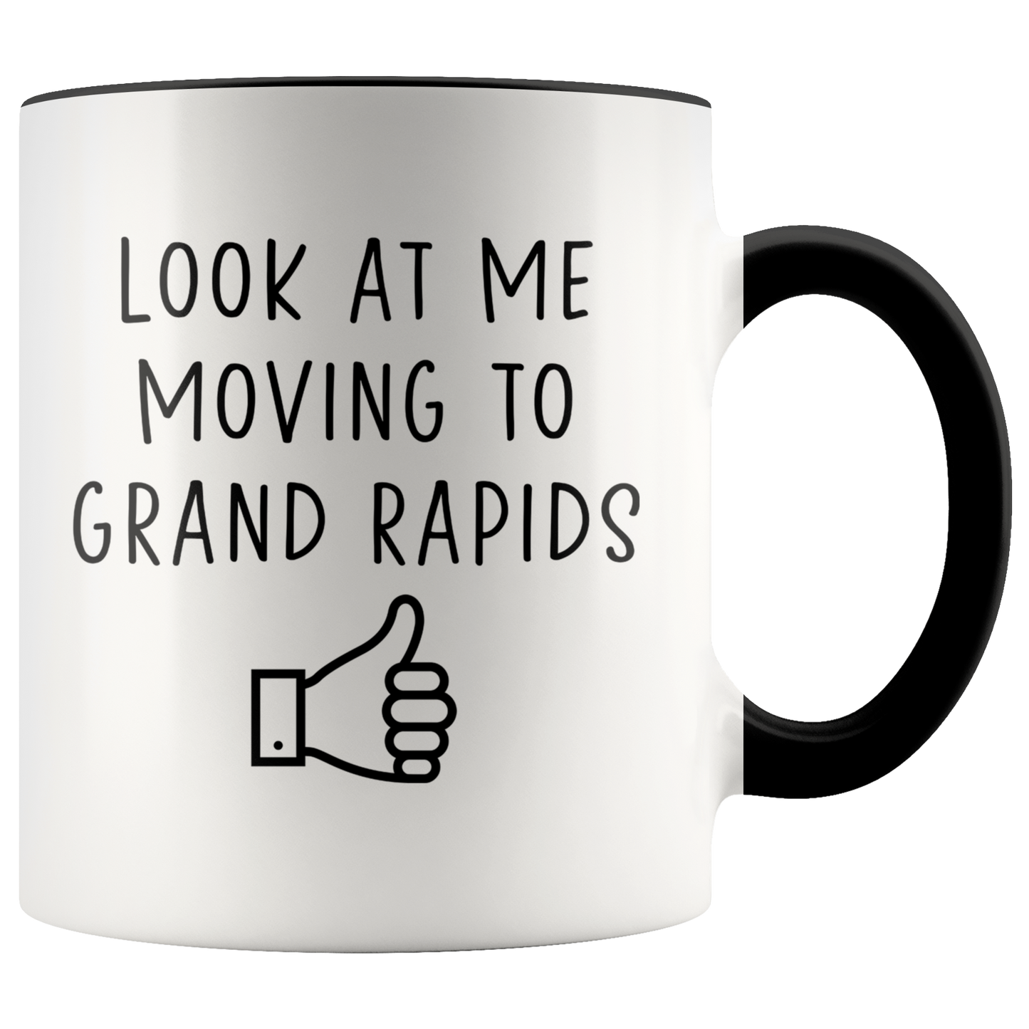 Moving to Grand Rapids Gifts, Moving Away Coffee Mug, Two Tone Accent Cup, Birthday Gift for Men and Women