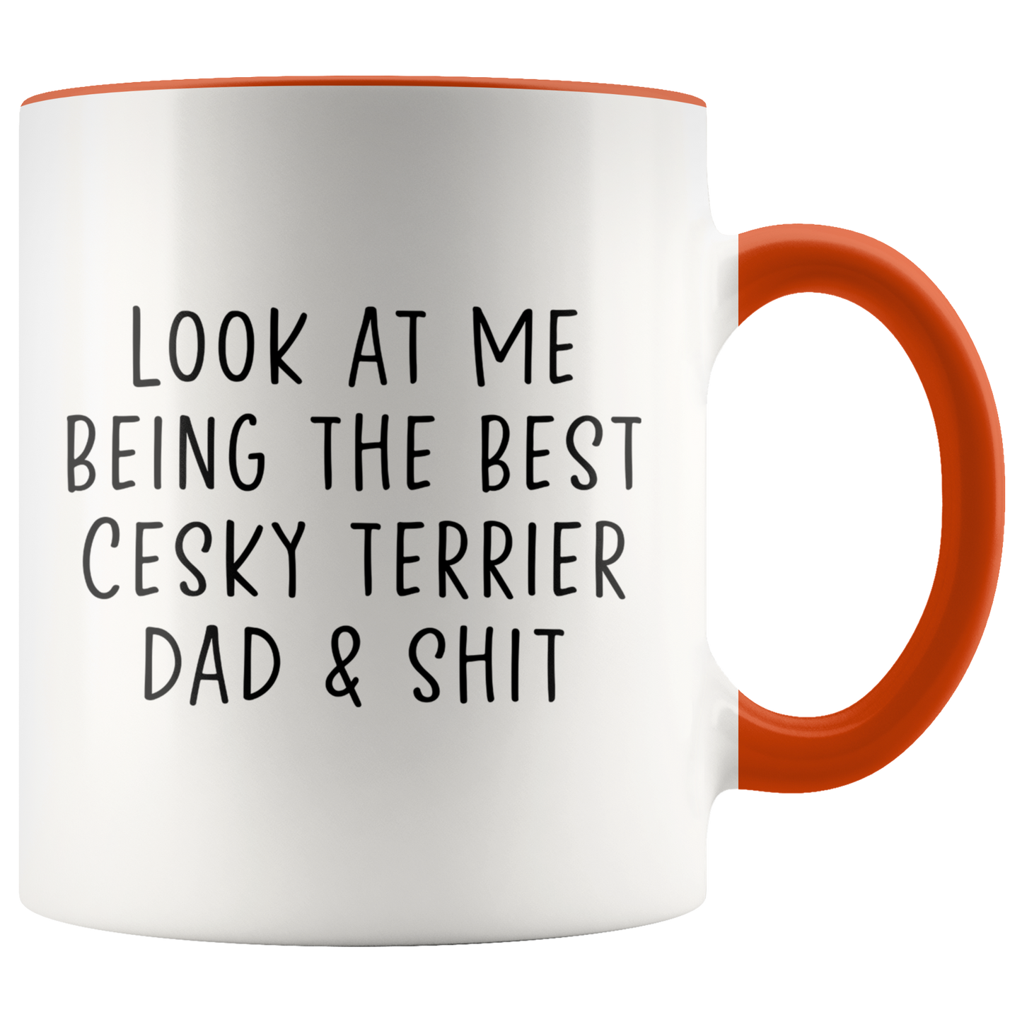 Cesky Terrier Dad Gifts, Coffee Mug, Two Tone Accent Cup, Birthday Gift for Men and Women