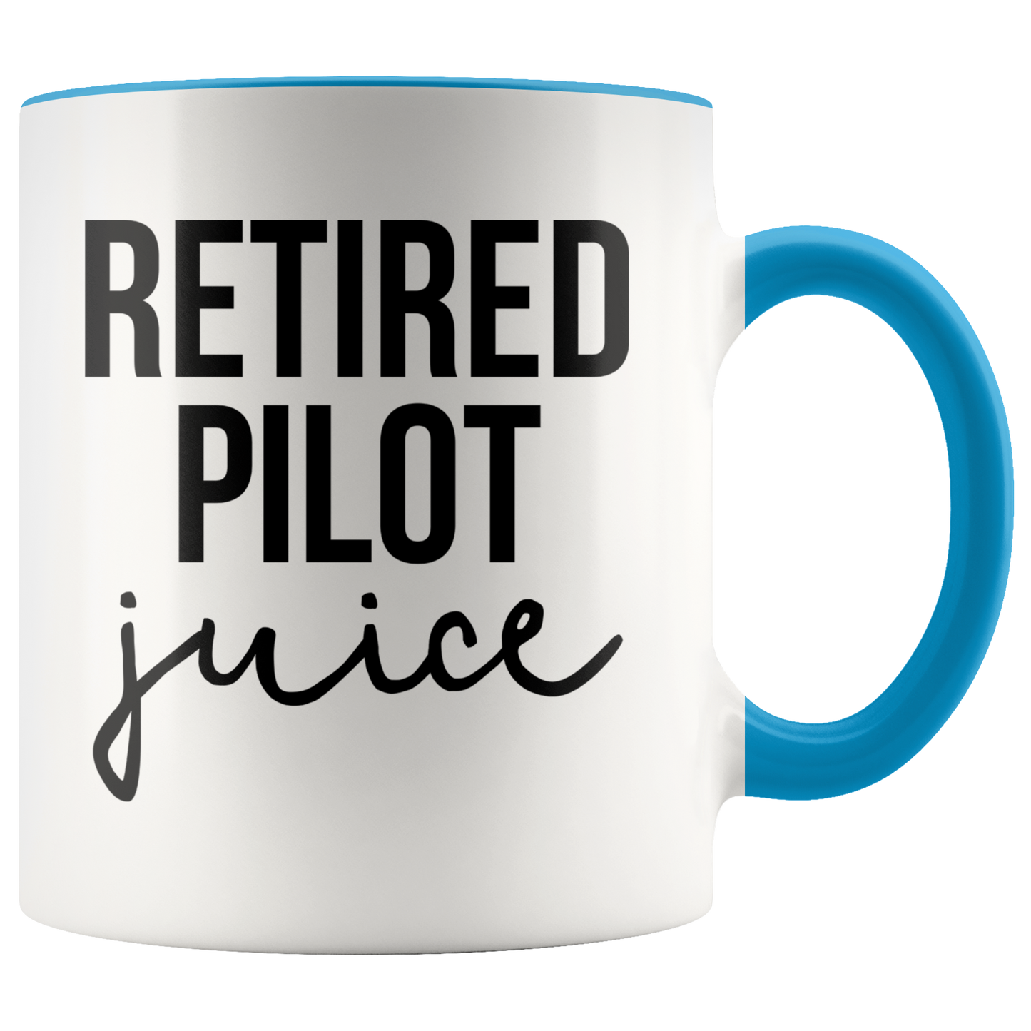 Retired Pilot Retirement Gifts, Coffee Mug, Two Tone Accent Cup, Birthday Gift for Men and Women