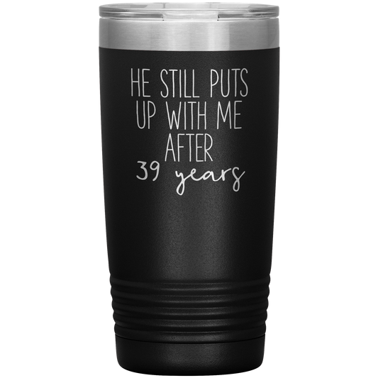 39th Anniversary Gifts for Husband, Coffee Mug, Tumbler, Birthday Gifts for Men and Women