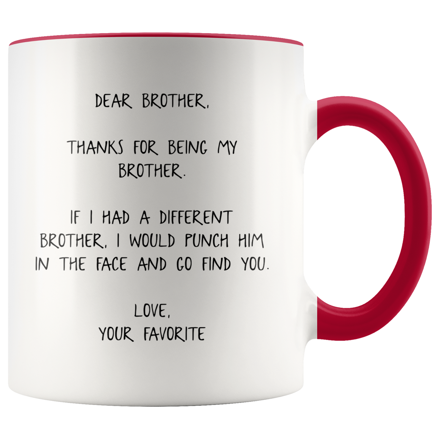 Brother Gifts from Sister, Brother Coffee Mug, Two Tone Accent Cup, Birthday Gift for Men and Women