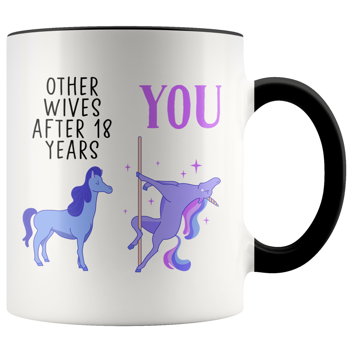 18th Anniversary Gifts, Coffee Mug, Two Tone Accent Cup, Birthday Gift for Men and Women