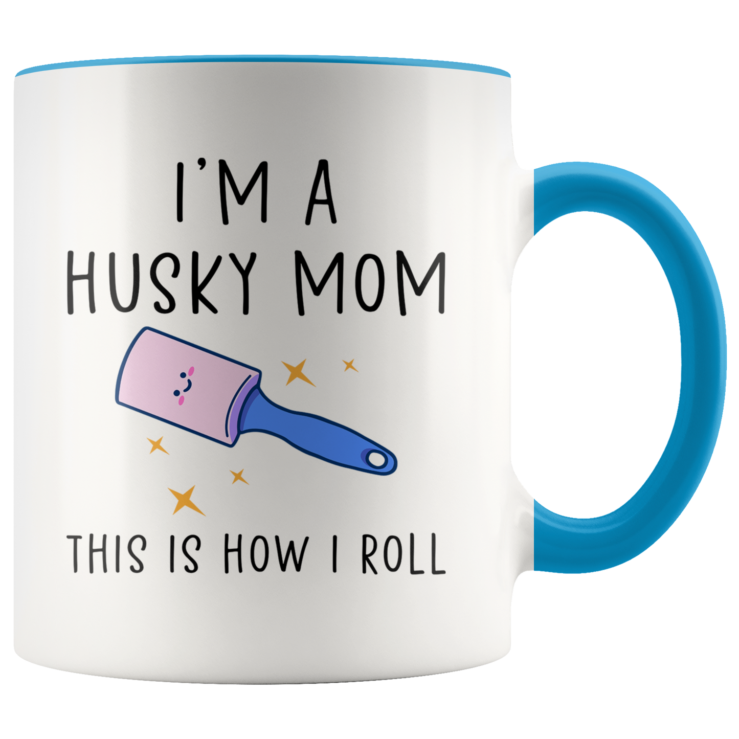 Husky Mom Gifts, Husky Lover Coffee Mug, Two Tone Accent Cup, Birthday Gift for Men and Women