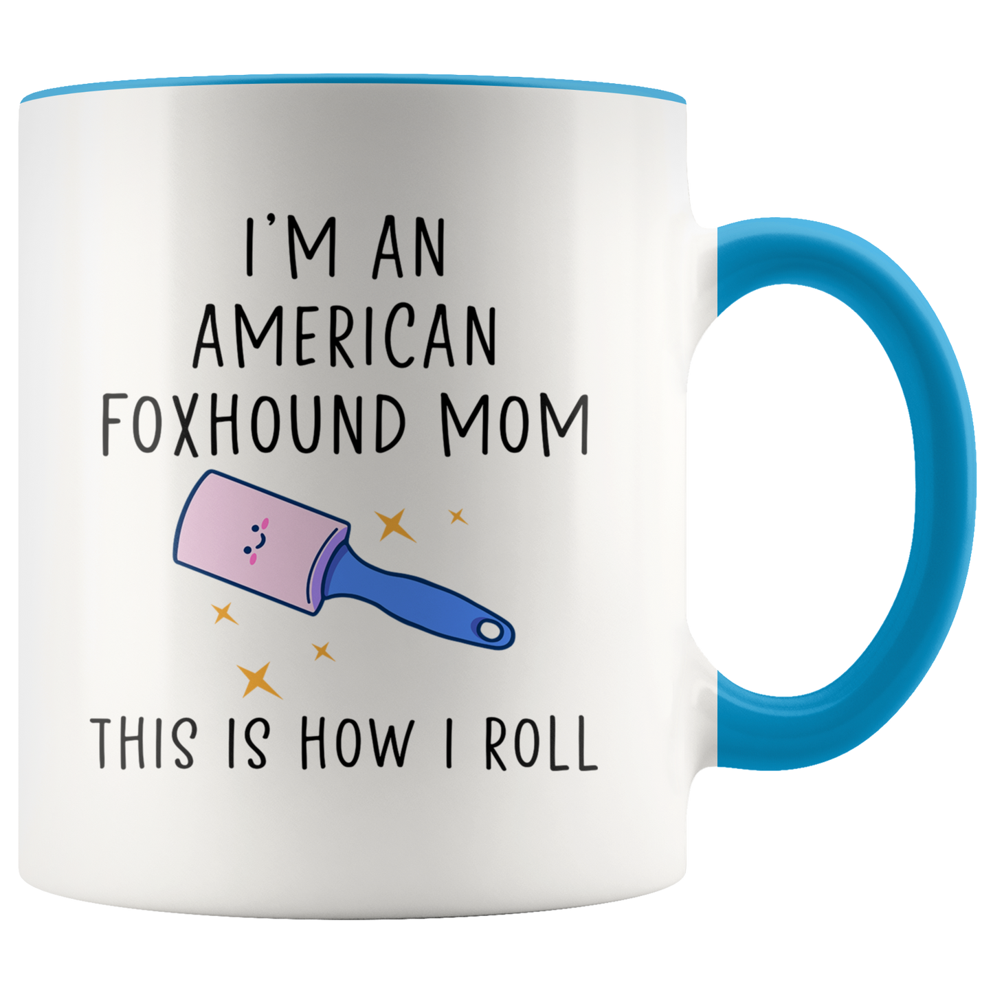 American Foxhound Mom Gifts, American Foxhound Mom Coffee Mug, Two Tone Accent Cup, Birthday Gift for Men and Women