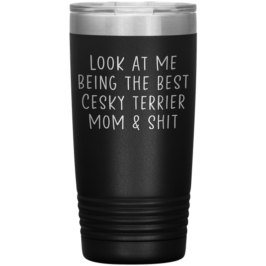 Cesky Terrier Mom Tumbler, Funny Travel Coffee Mug, Birthday Gifts for Men and Women