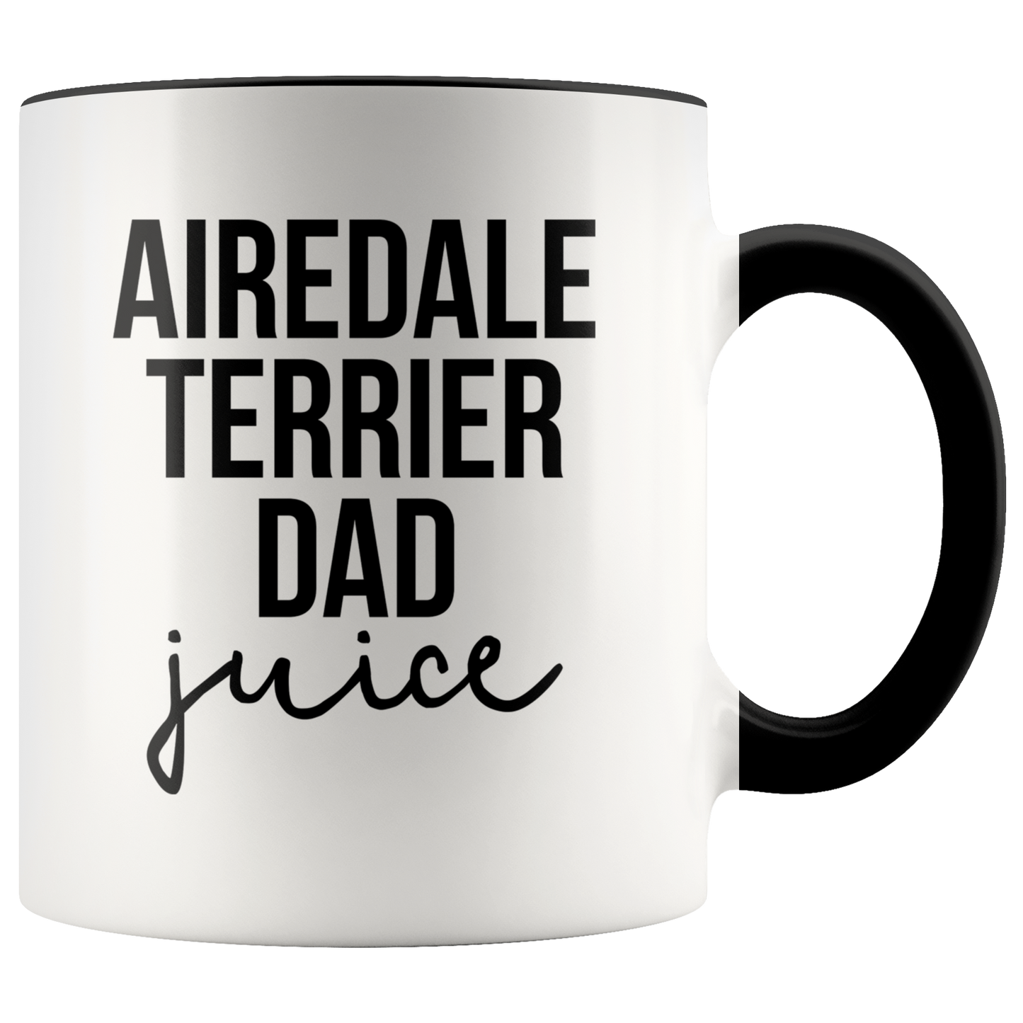 Airedale Terrier Dad Gifts, Airedale Terrier Dad Coffee Mug, Two Tone Accent Cup, Birthday Gift for Men and Women