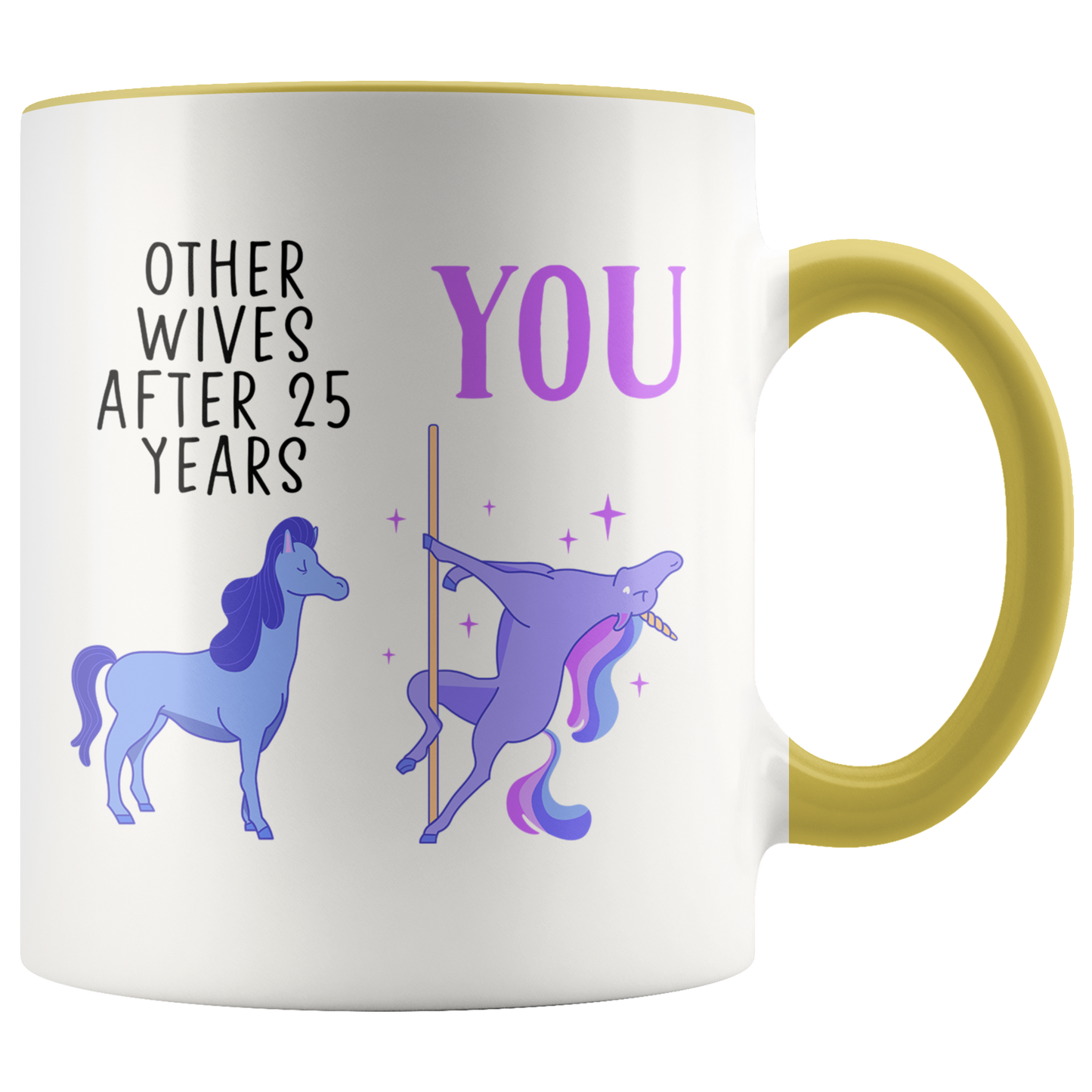 25th Anniversary Gifts, Coffee Mug, Two Tone Accent Cup, Birthday Gift for Men and Women