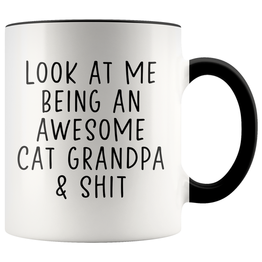 Cat Grandpa Gifts, Coffee Mug, Two Tone Accent Cup, Birthday Gift for Men and Women