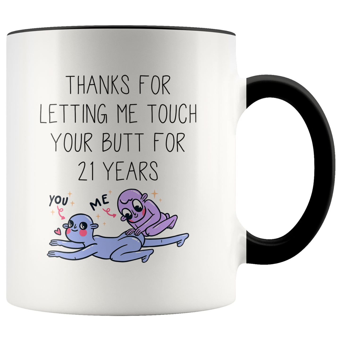 21st Anniversary Gifts, 21 Year Coffee Mug for Husband, Two Tone Accent Cup for Wife, Birthday Gift for Men and Women