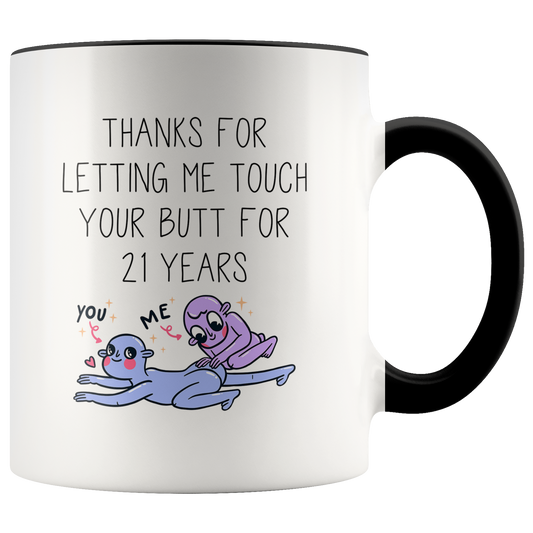 21st Anniversary Gifts, 21 Year Coffee Mug for Husband, Two Tone Accent Cup for Wife, Birthday Gift for Men and Women