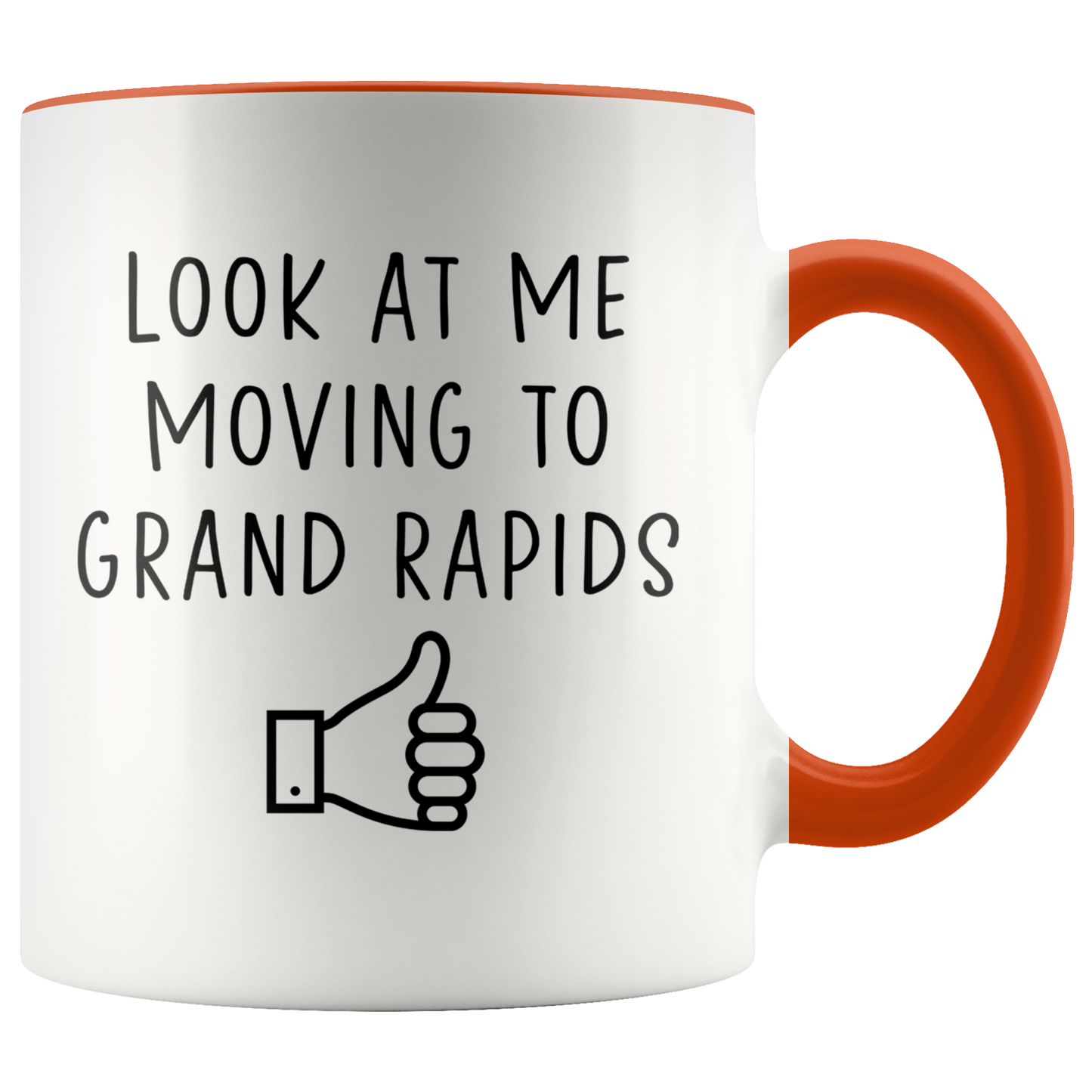 Moving to Grand Rapids Gifts, Moving Away Coffee Mug, Two Tone Accent Cup, Birthday Gift for Men and Women