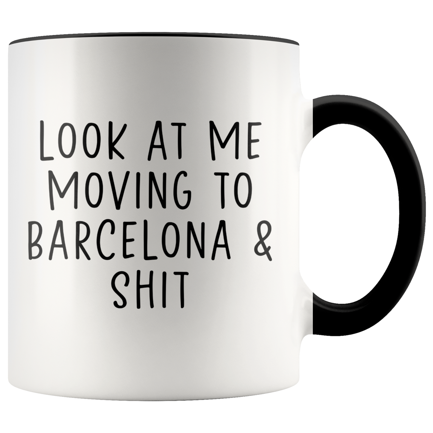 Moving to Barcelona Spain Gifts, Coffee Mug, Two Tone Accent Cup, Birthday Gift for Men and Women