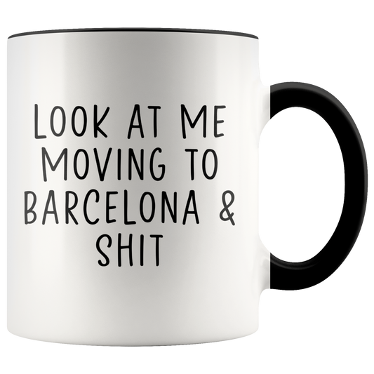 Moving to Barcelona Spain Gifts, Coffee Mug, Two Tone Accent Cup, Birthday Gift for Men and Women