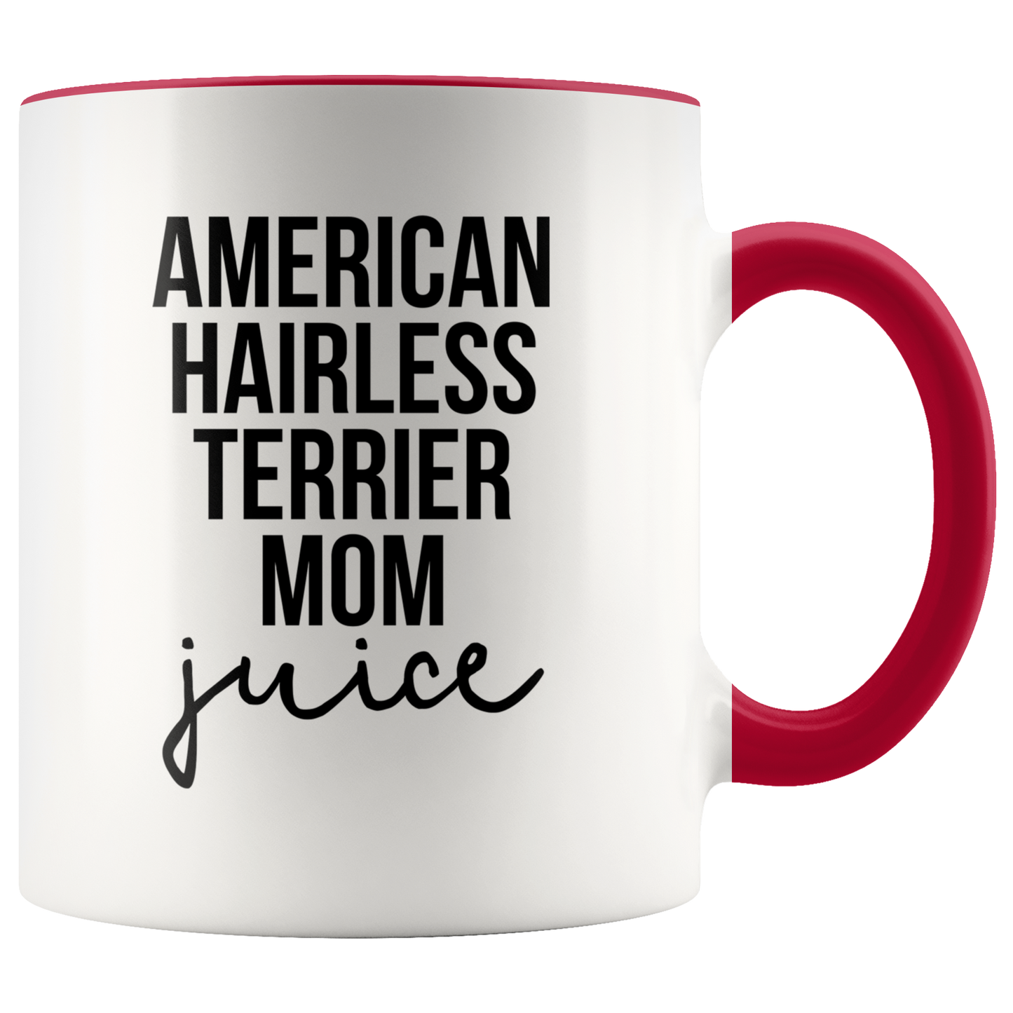 American Hairless Terrier Mom Gifts, American Hairless Terrier Mom Coffee Mug, Two Tone Accent Cup, Birthday Gift for Men and Women