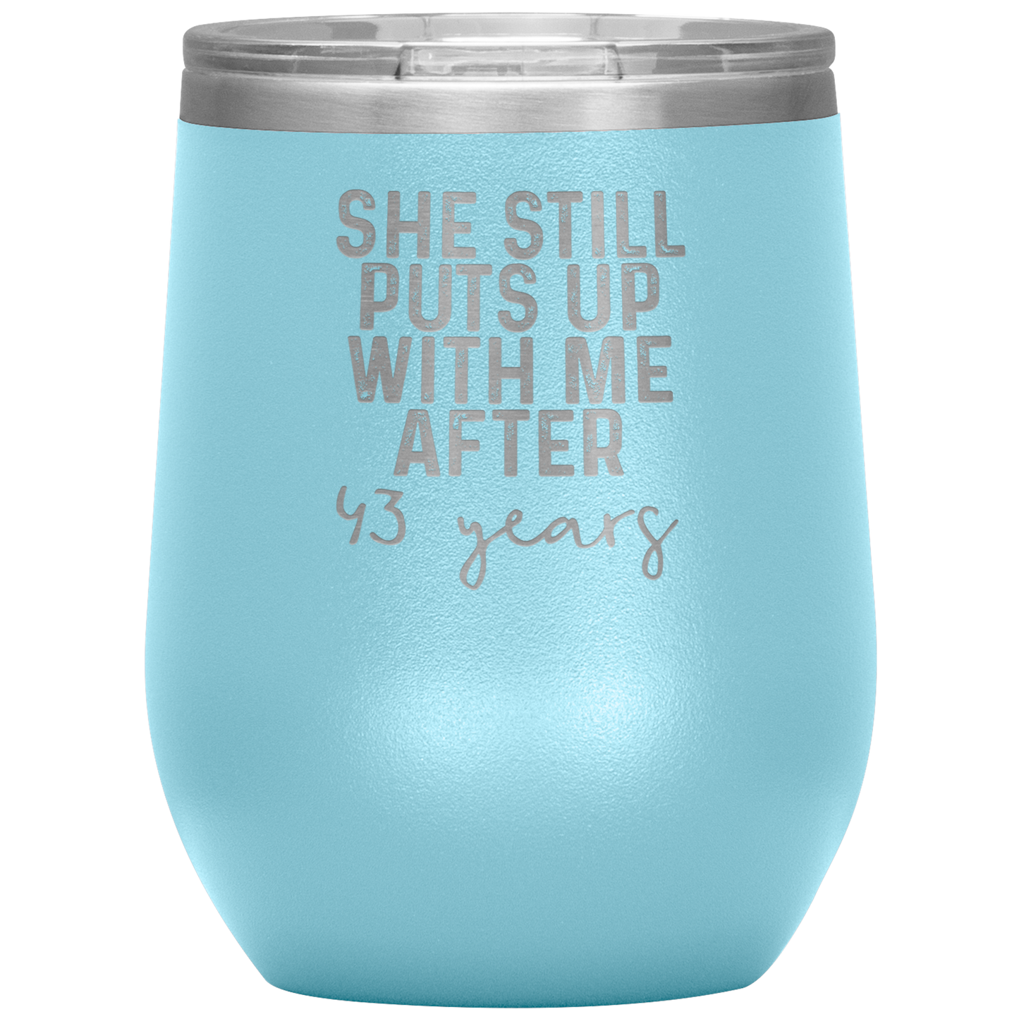 43rd Anniversary Wine Tumbler, Gifts, Travel Wine Cup, Birthday Gifts for Men and Women