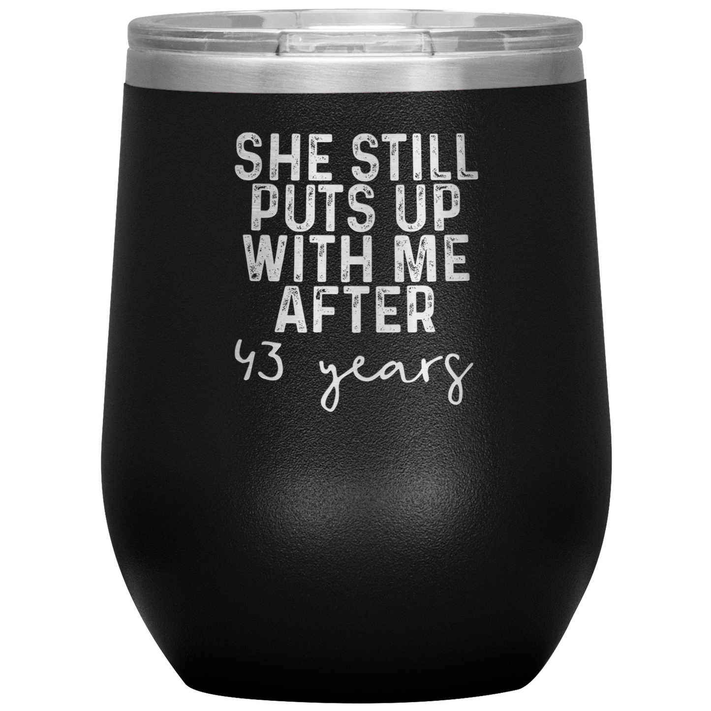 43rd Anniversary Wine Tumbler, Gifts, Travel Wine Cup, Birthday Gifts for Men and Women