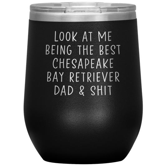 Chesapeake Bay Retriever Dad Wine Tumbler, Funny Gifts, Travel Wine Cup, Birthday Gifts for Men and Women