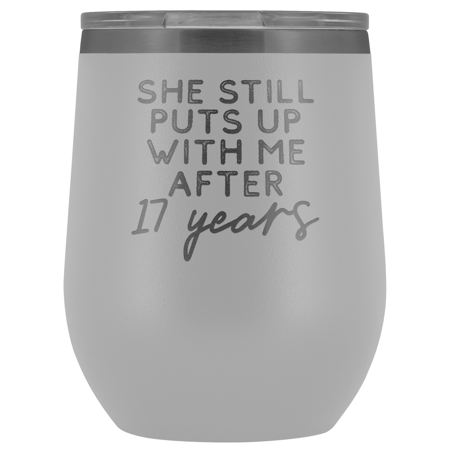 17o Aniversario Regalo 17 Año Aniversario boda Vino Vaso Divertido Esposo Tumbler Regalos para él Aniversario para la Copa de los Hombres