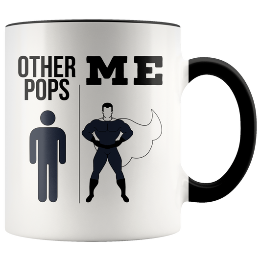 Pops Gifts, Pops Coffee Mug, Two Tone Accent Cup, Birthday Gift for Men and Women